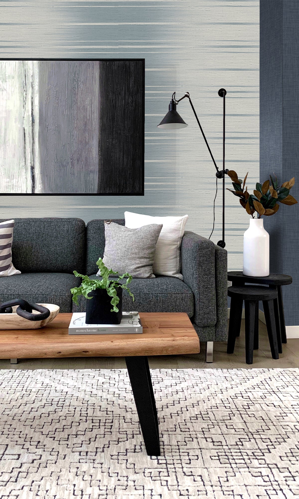 Offshore Striped Dual Tone Textured Vinyl Commercial Wallpaper C7646