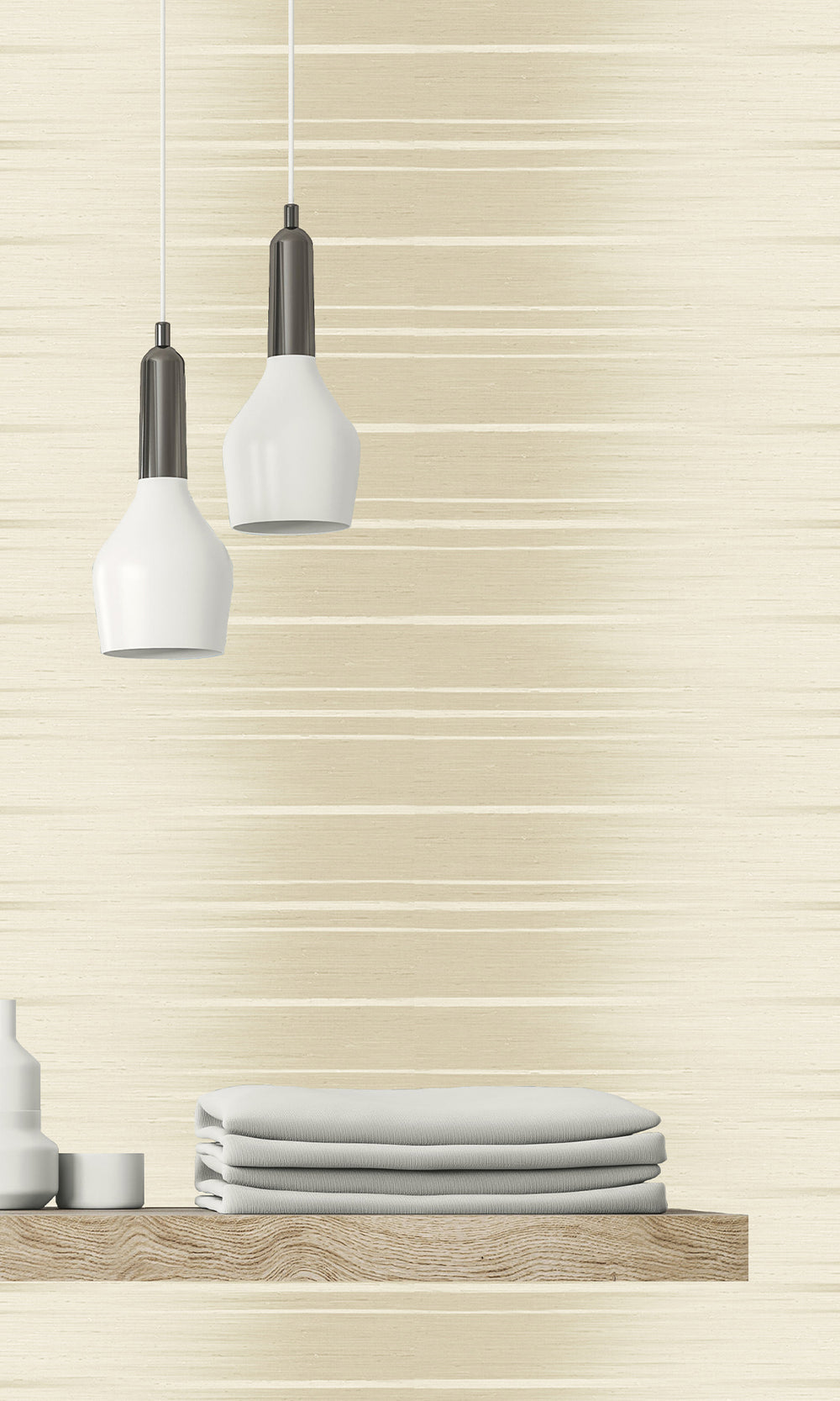 Nougat Striped Dual Tone Textured Vinyl Commercial Wallpaper C7644
