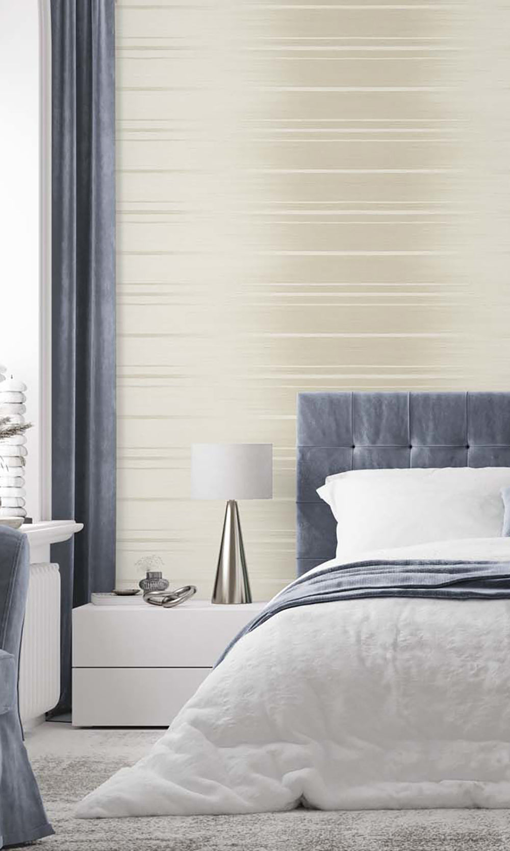 Nougat Striped Dual Tone Textured Vinyl Commercial Wallpaper C7644