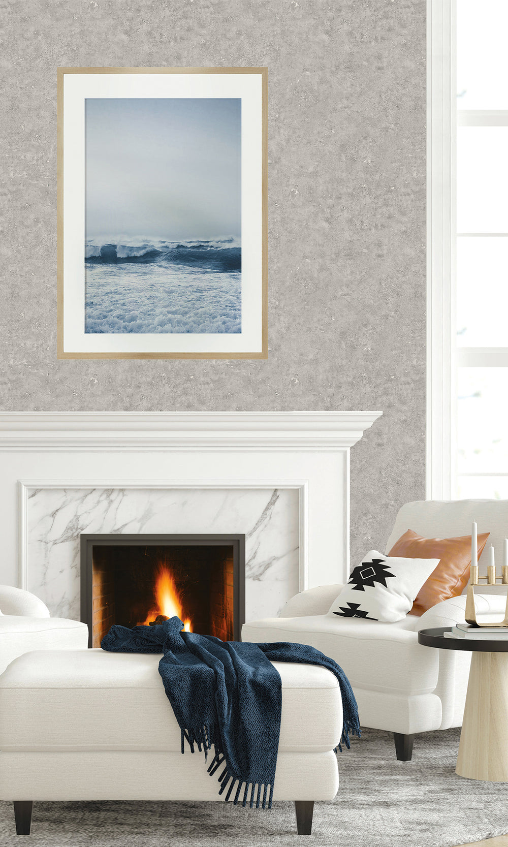 Paver Grey Faux Cement Textured Vinyl Commercial Wallpaper C7643