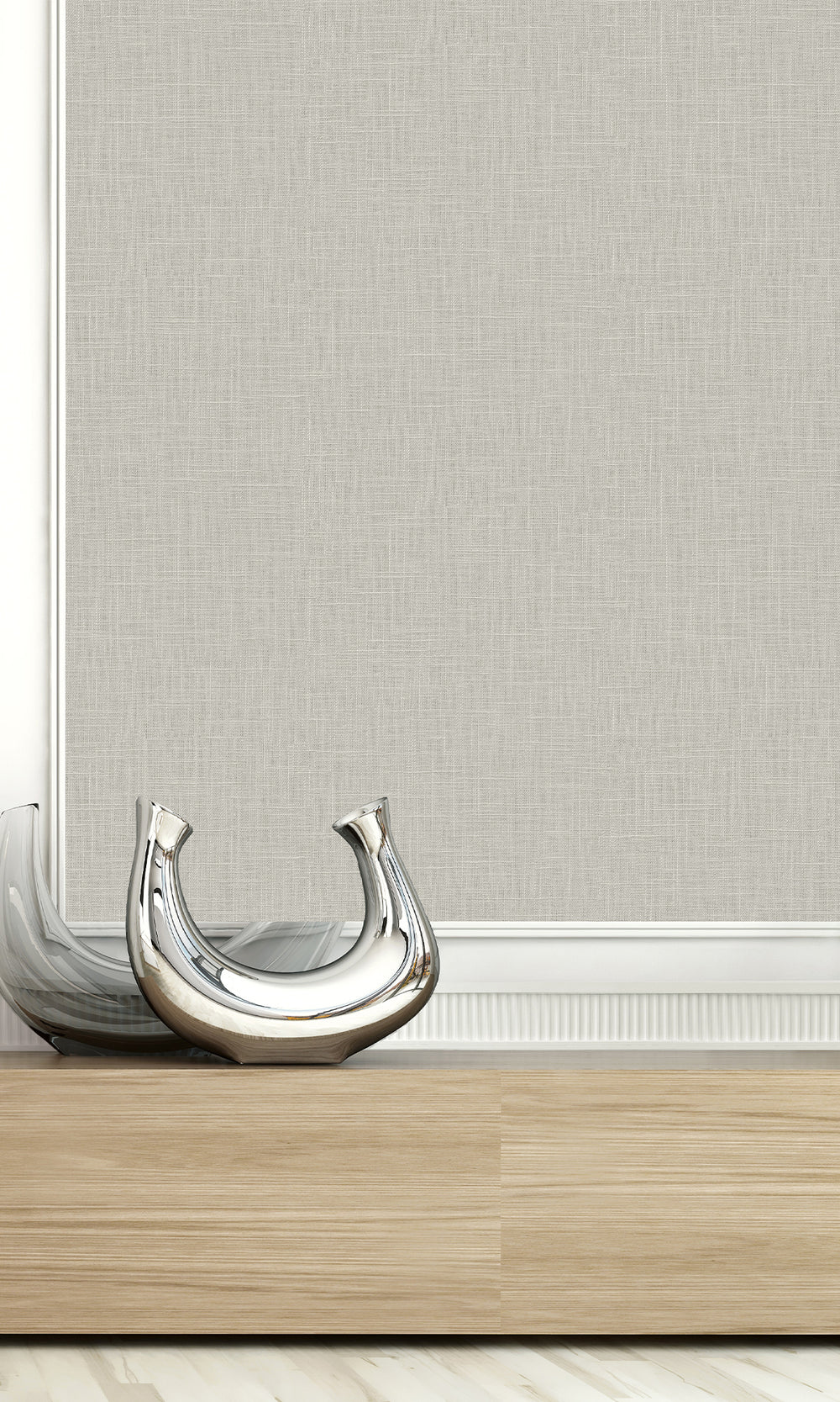 Smoked Oyster Faux Linen Textured Vinyl Commercial Wallpaper C7654