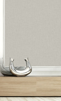 Smoked Oyster Faux Linen Textured Vinyl Commercial Wallpaper C7654