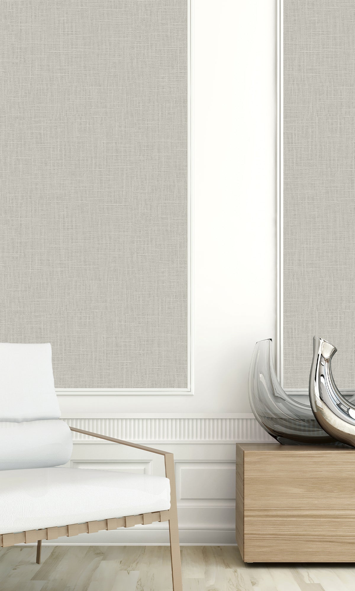 Smoked Oyster Faux Linen Textured Vinyl Commercial Wallpaper C7654