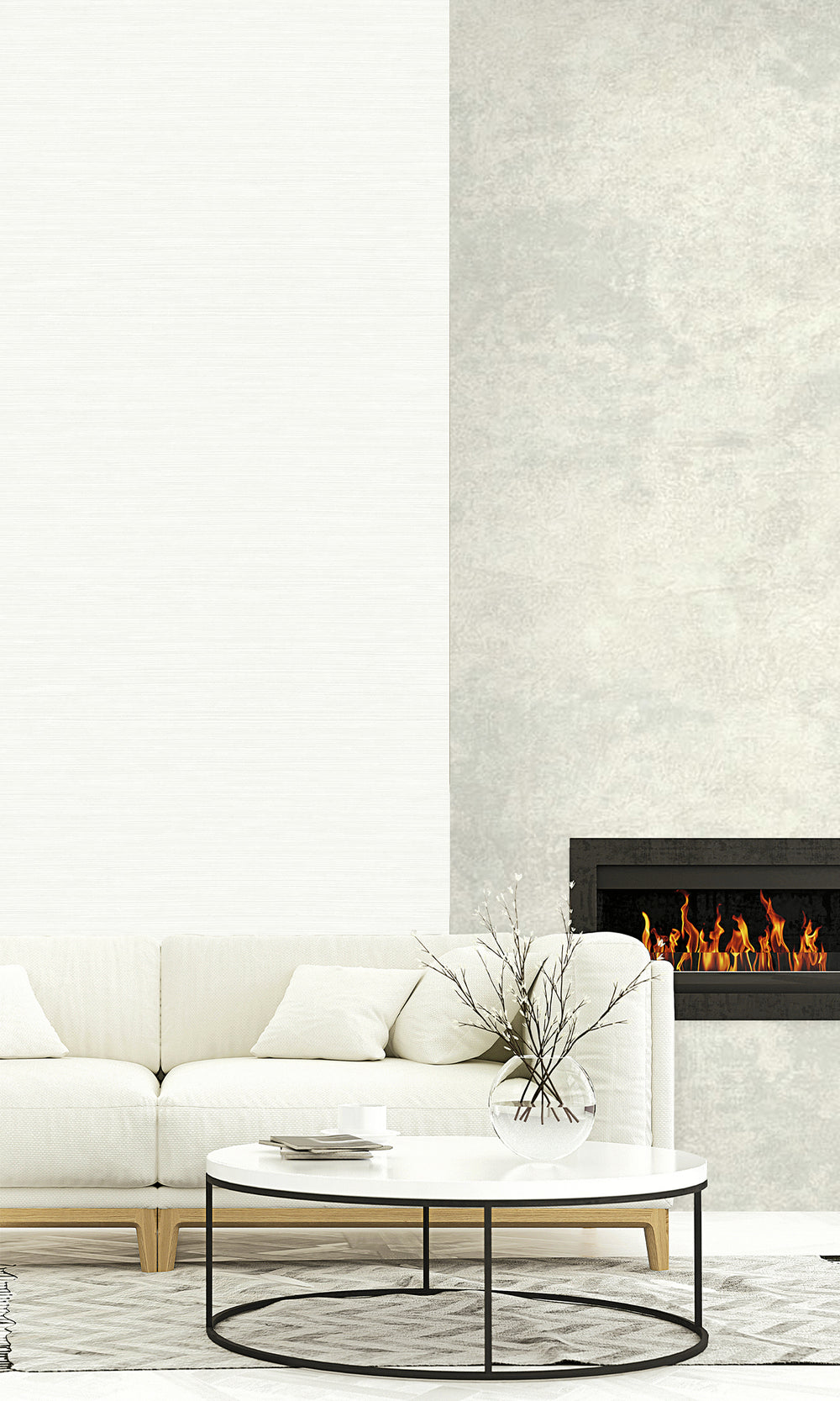 Caster Sugar Sisal Effect Textured Vinyl Commercial Wallpaper C7671