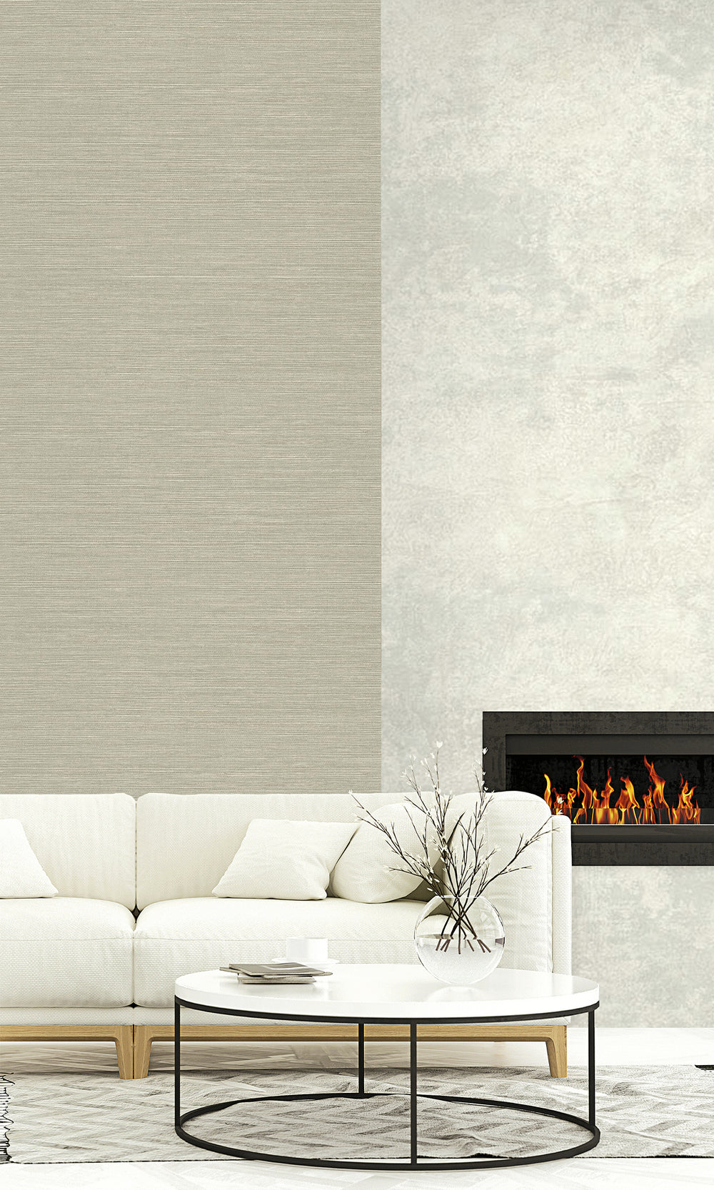 Yerba Sisal Effect Textured Vinyl Commercial Wallpaper C7674