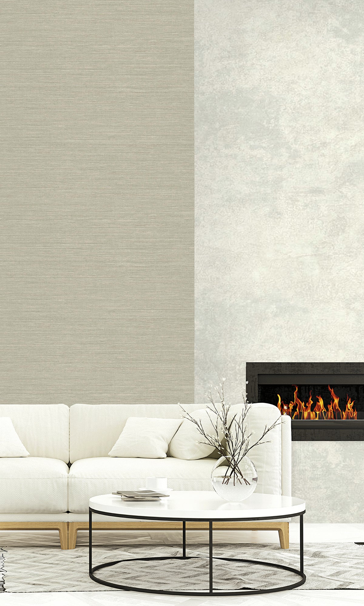 Yerba Sisal Effect Textured Vinyl Commercial Wallpaper C7674