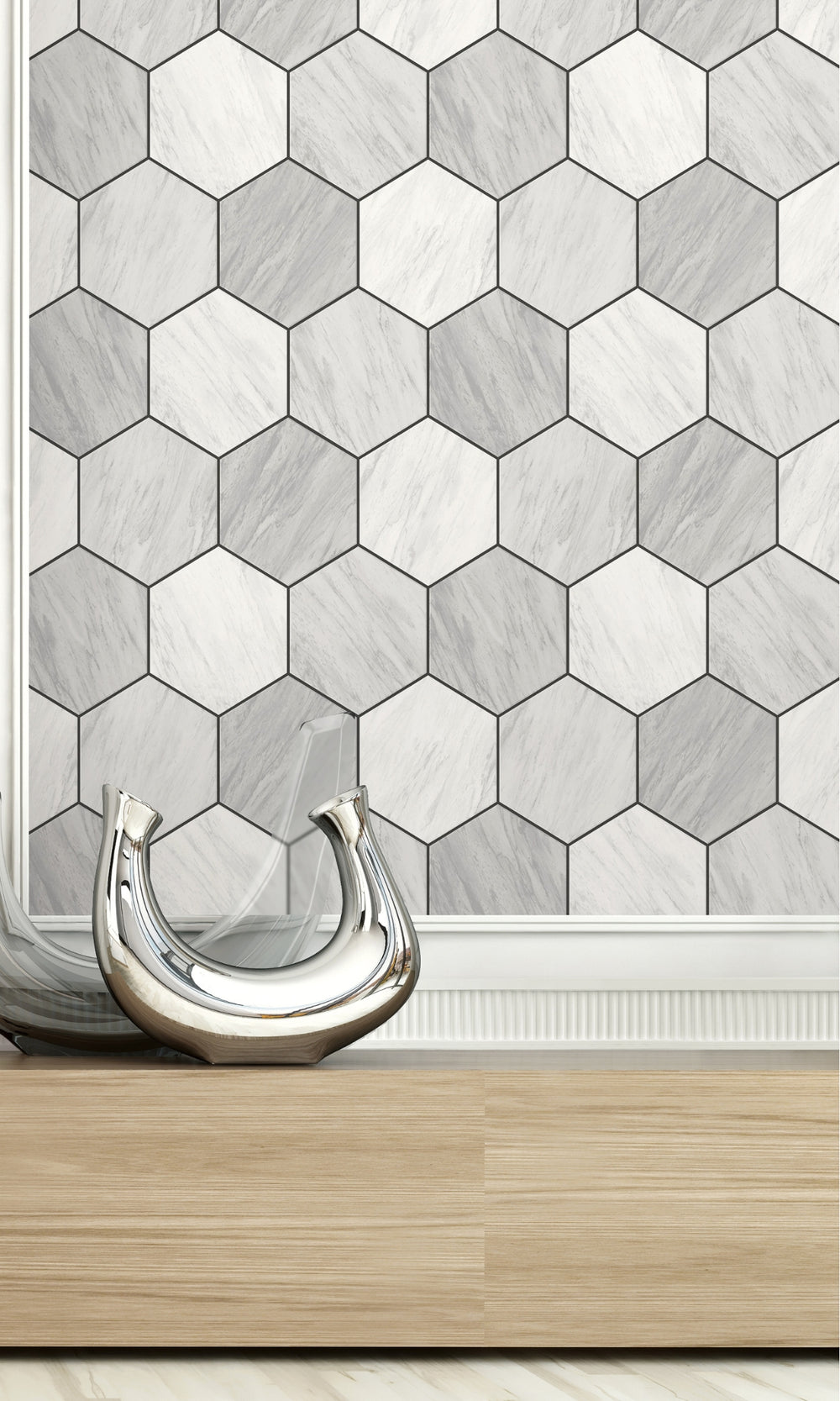 Carrara Geometric Hexagon Wallpaper R8514