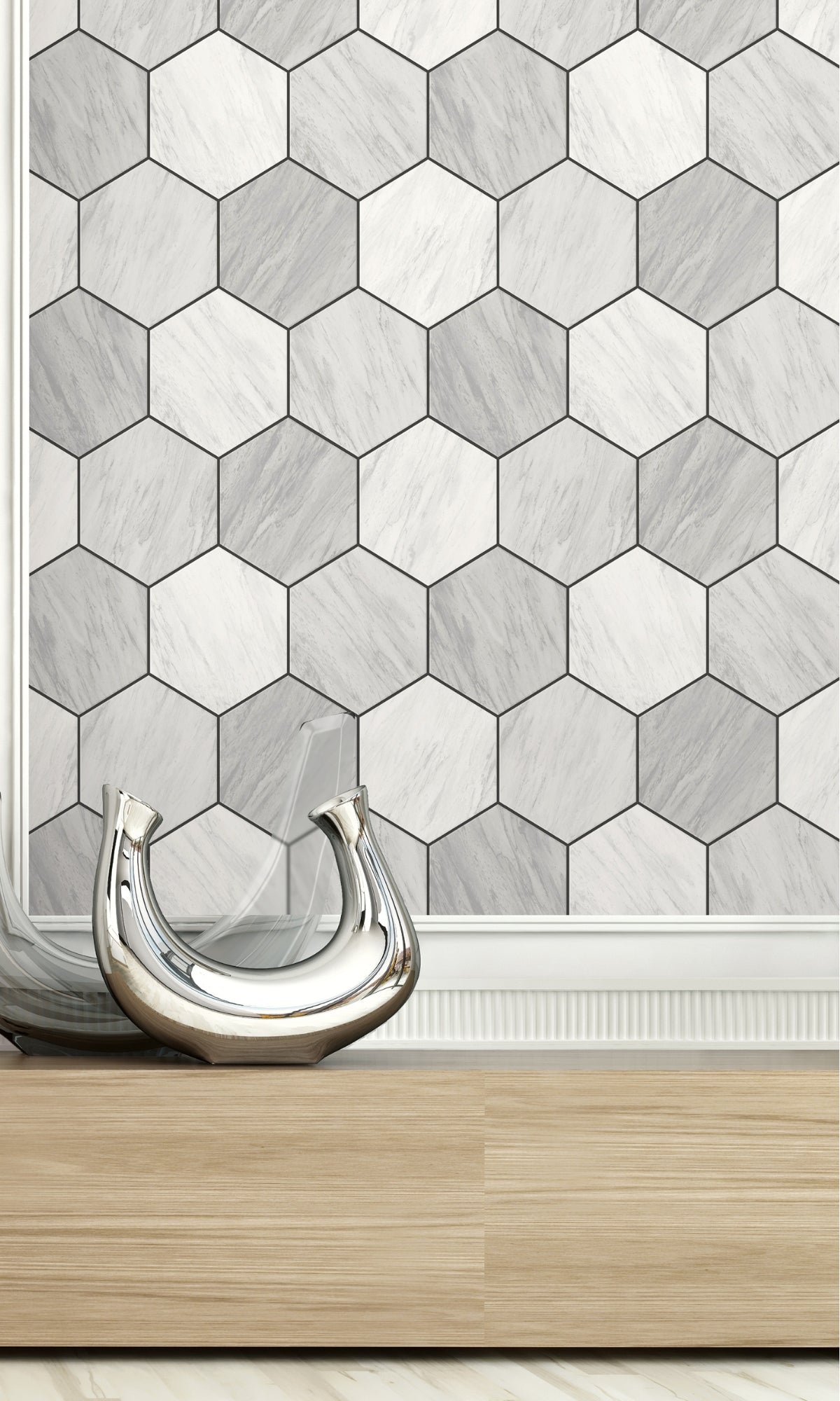 Carrara Geometric Hexagon Wallpaper R8514