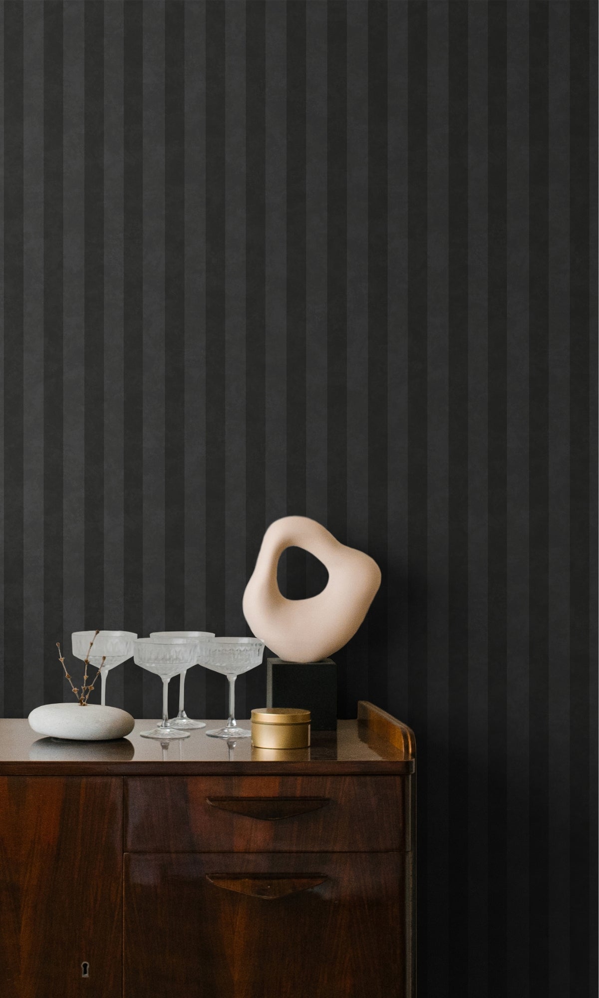 Charcoal Simple Geometric Stripes Wallpaper R8981
