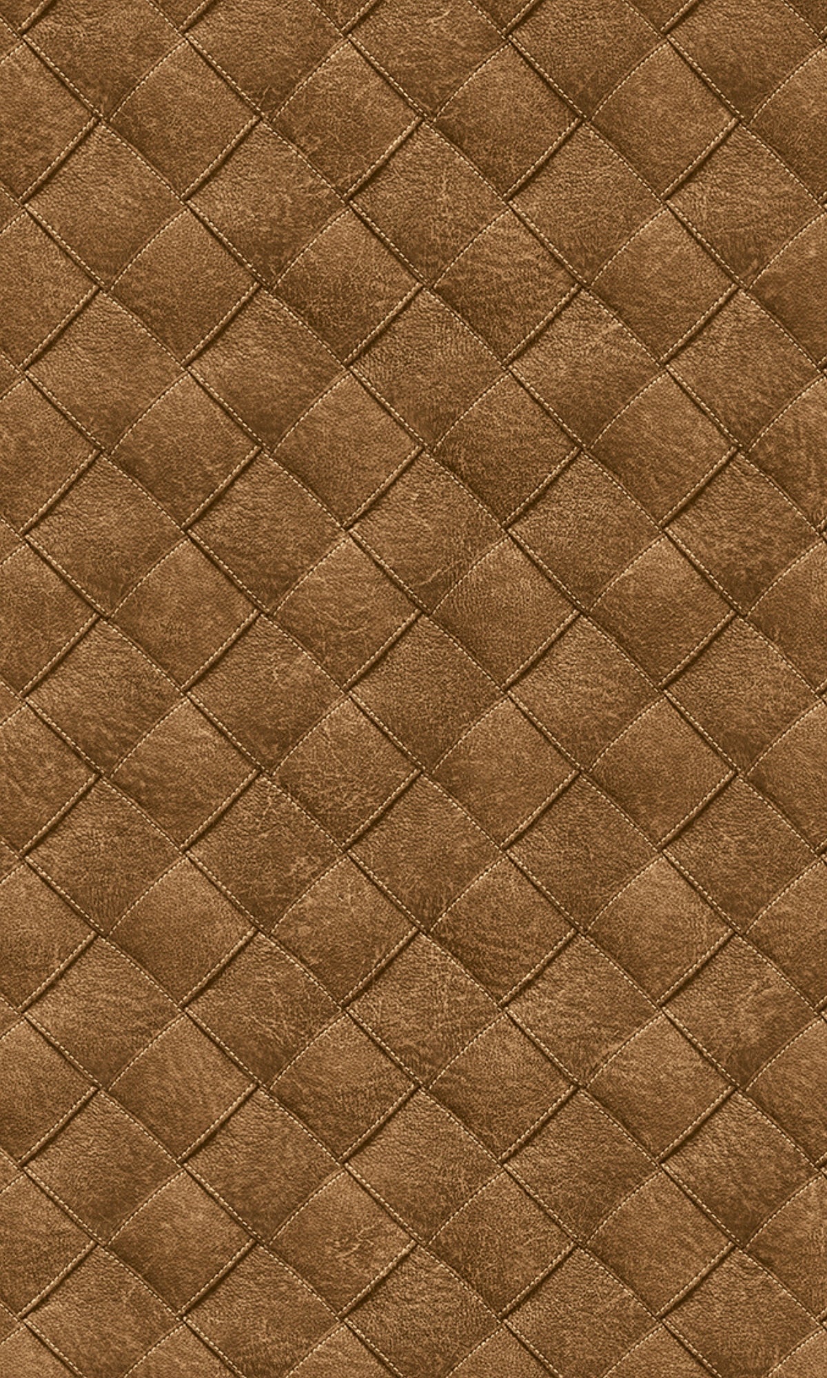 Cognac Leather Patchwork Geometric Wallpaper R8246