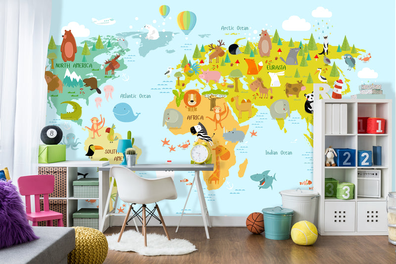 Colourful Animals World Mural Wallpaper M1203
