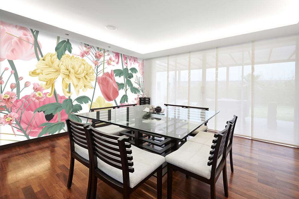 Colorful Botanical Flowers Mural Wallpaper M1423