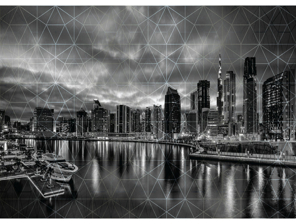 Colorful Dubai Sunset Panoramic Mural Wallpaper M1291