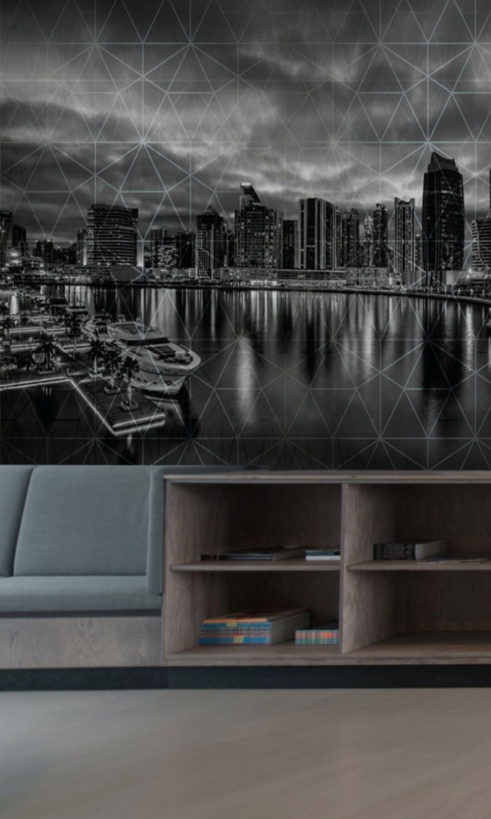 Colorful Dubai Sunset Panoramic Mural Wallpaper M1291-Sample