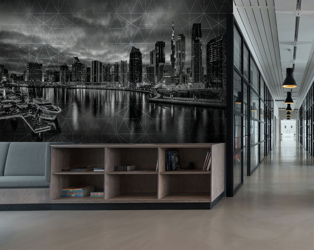 Colorful Dubai Sunset Panoramic Mural Wallpaper M1291