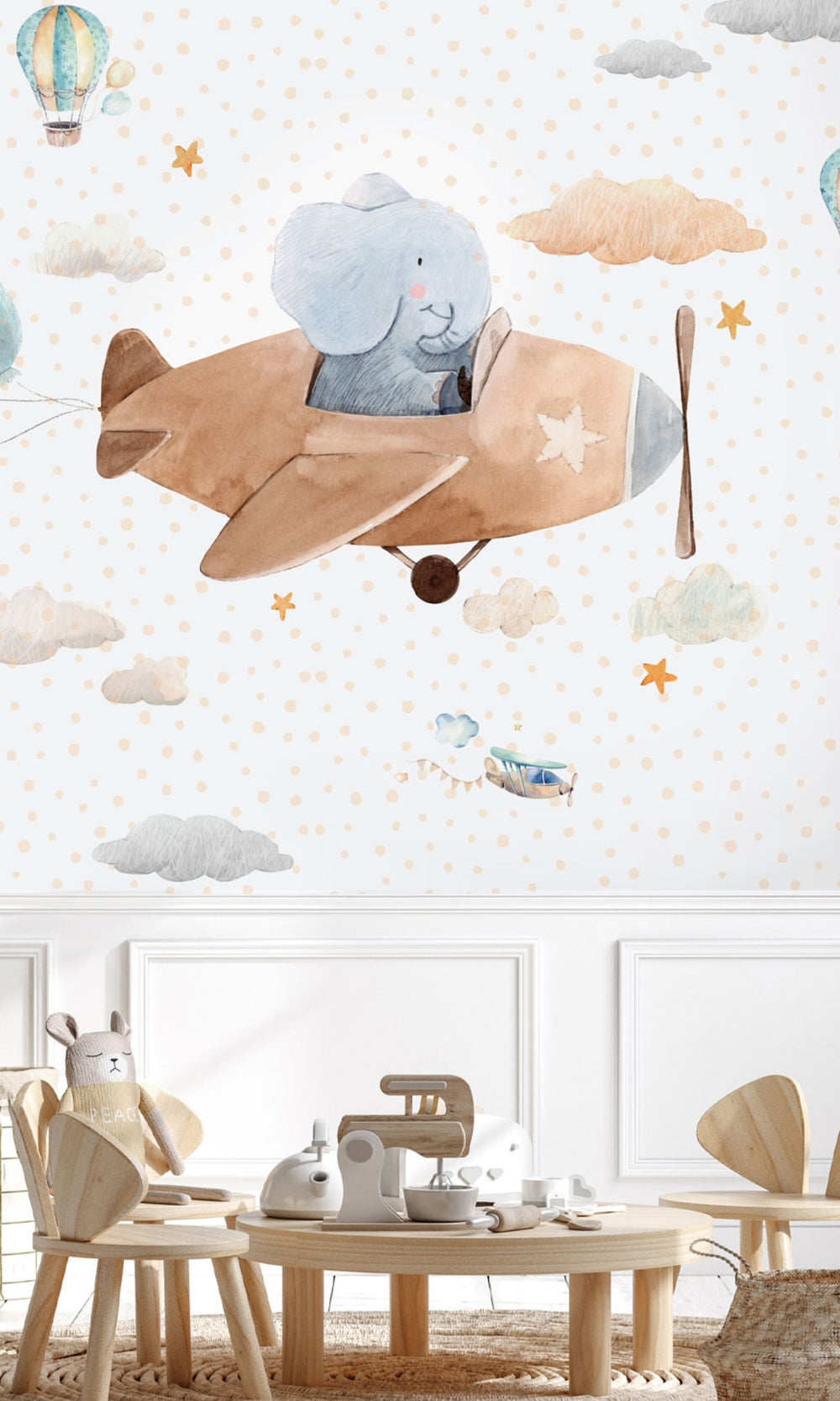 Colorful Funny Elephant Mural Wallpaper M1461