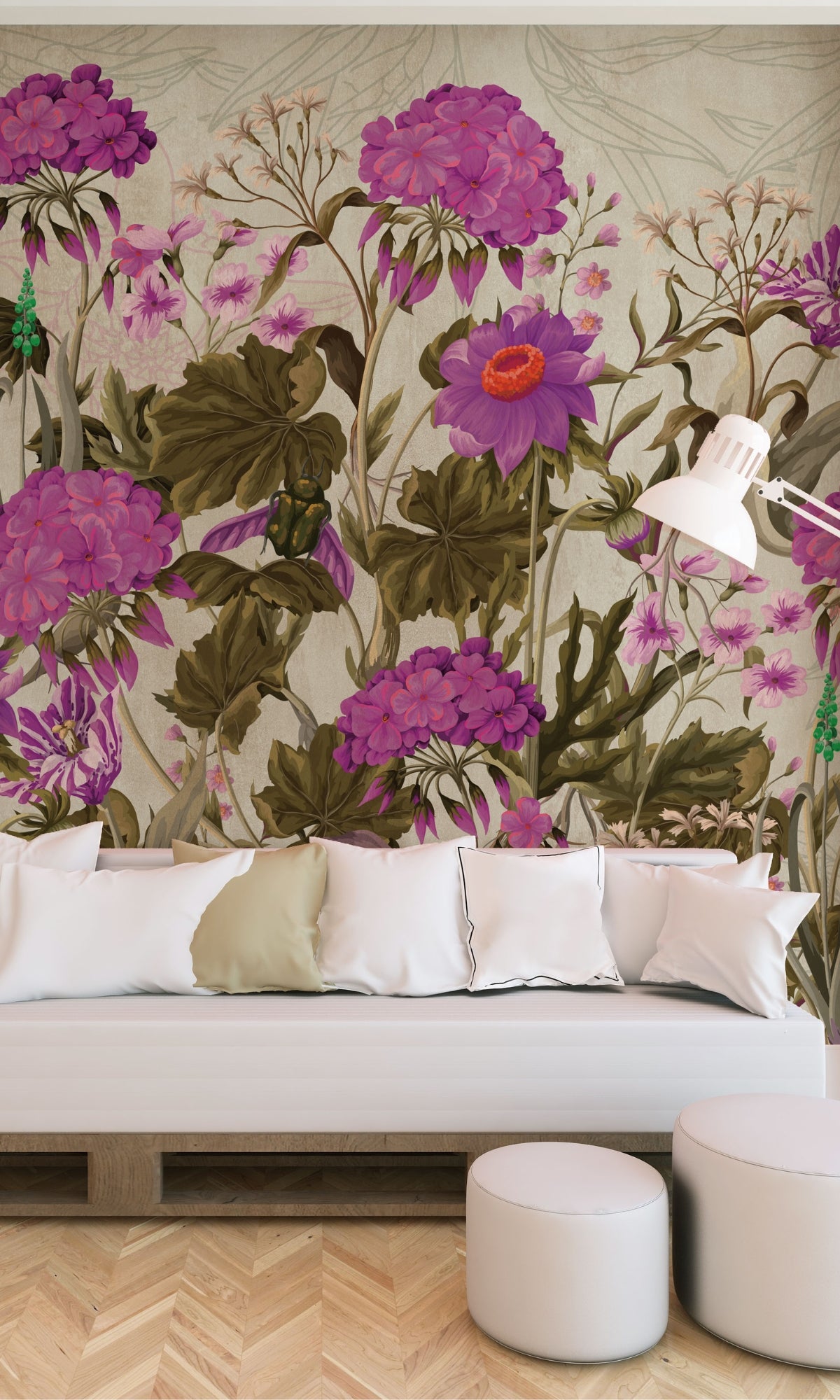 Colorful Geraniums and wild Flowers Mural Wallpaper M1414