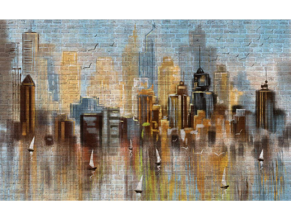 Colorful Graffiti on Brick Mural Wallpaper M1282