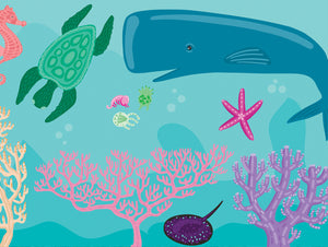 Colorful Happy sea Creatures Mural Wallpaper M1200