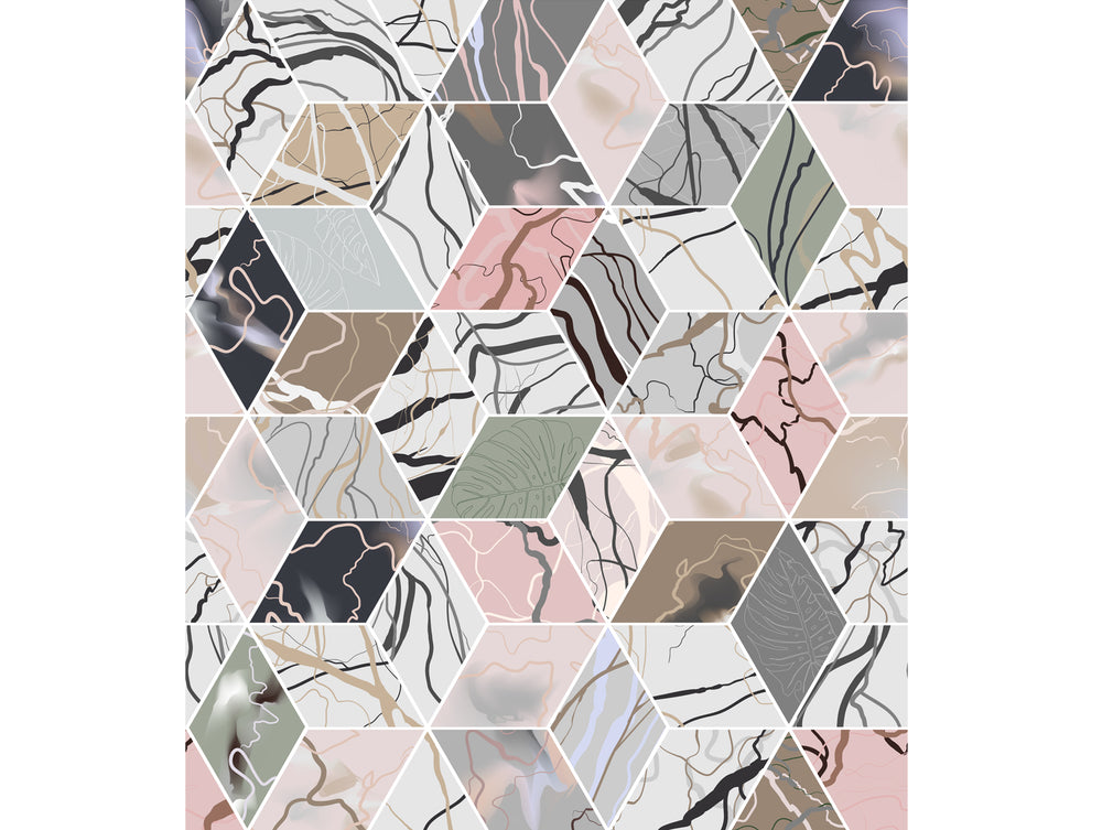 Colorful Honeycomb Marble Mural Wallpaper M1326