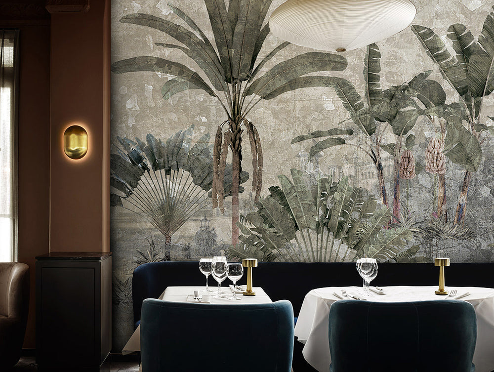 Colorful Indian Banana Trees Mural Wallpaper M1184