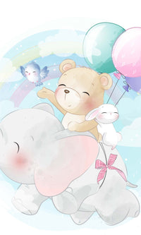 Colorful Little bears and Kites Mural Wallpaper M1167