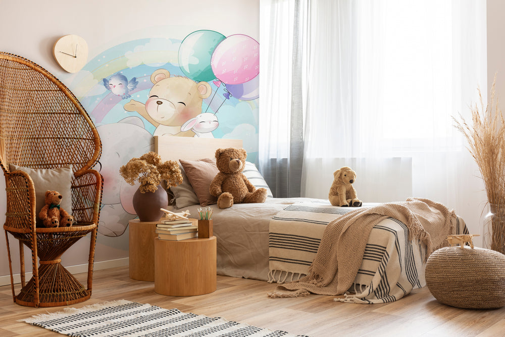 Colorful Little bears and Kites Mural Wallpaper M1167