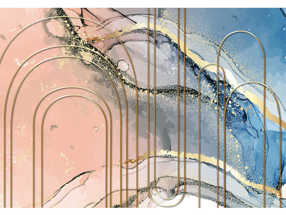 Colorful Metallic foil on Marble Mural Wallpaper M1354