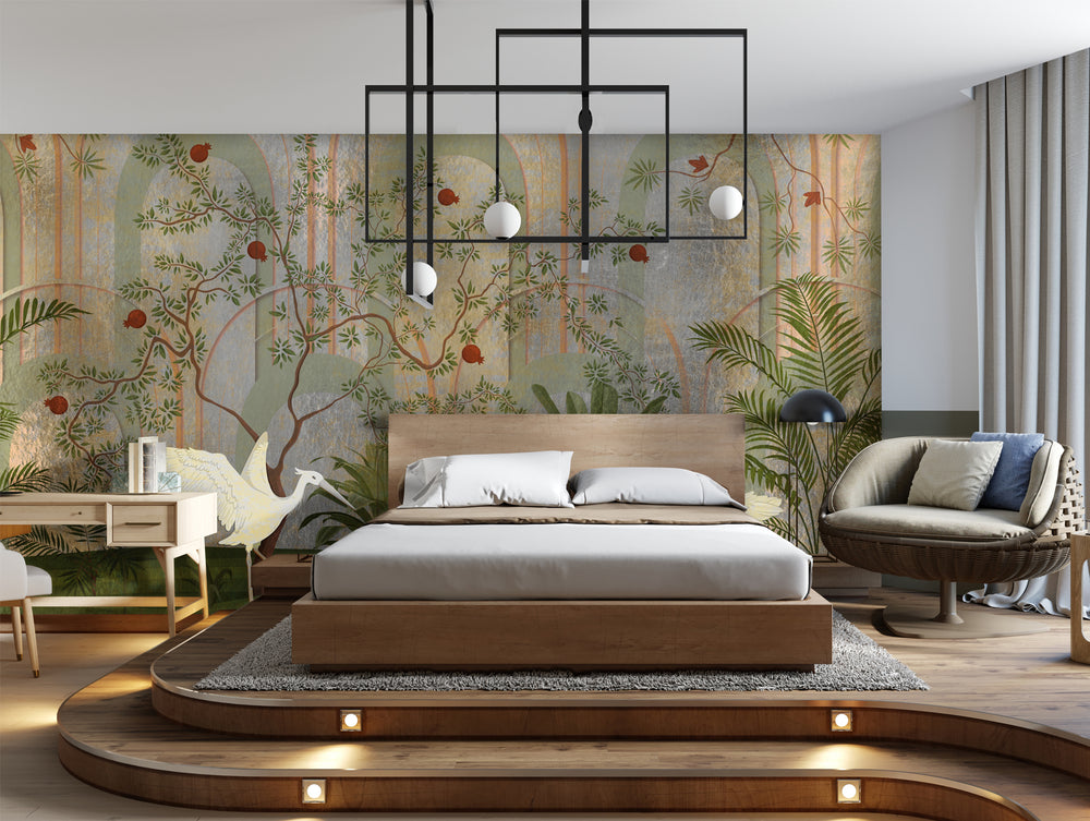 Colorful Pomegranate Trees Mural Wallpaper M1436