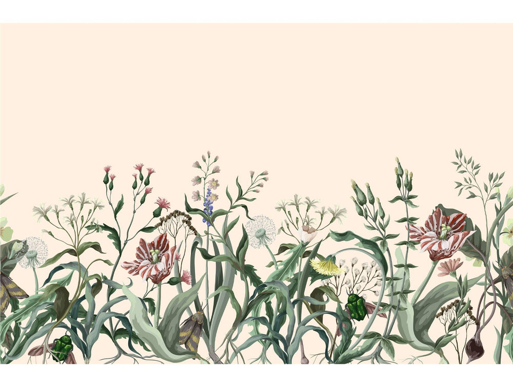 Colorful Trendy Botanical Mural Wallpaper M1413