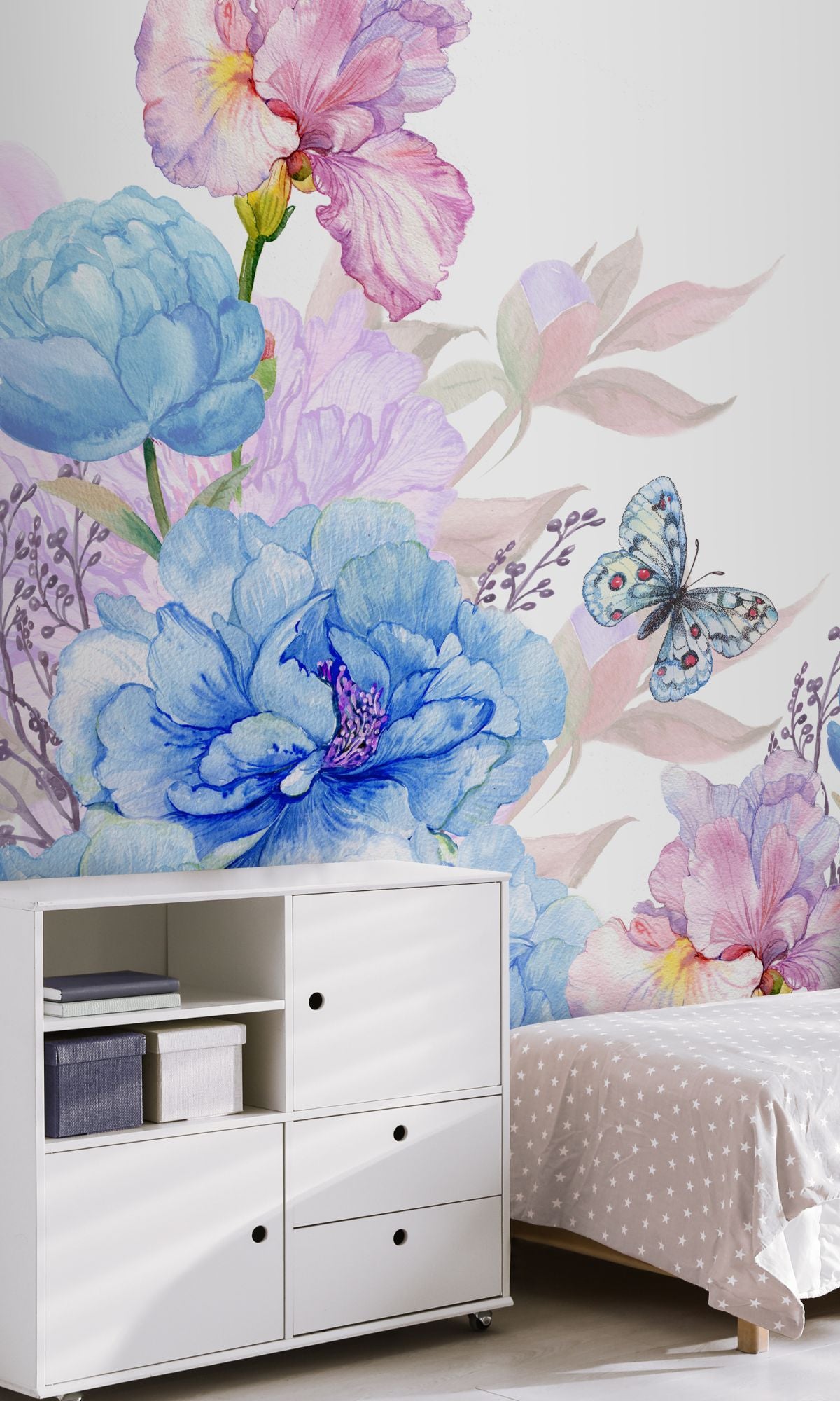 Colorful Watercolor flower Garden Mural Wallpaper M1459-Sample