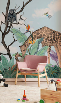 Colourful Cute Forest Animals Mural Wallpaper M1351