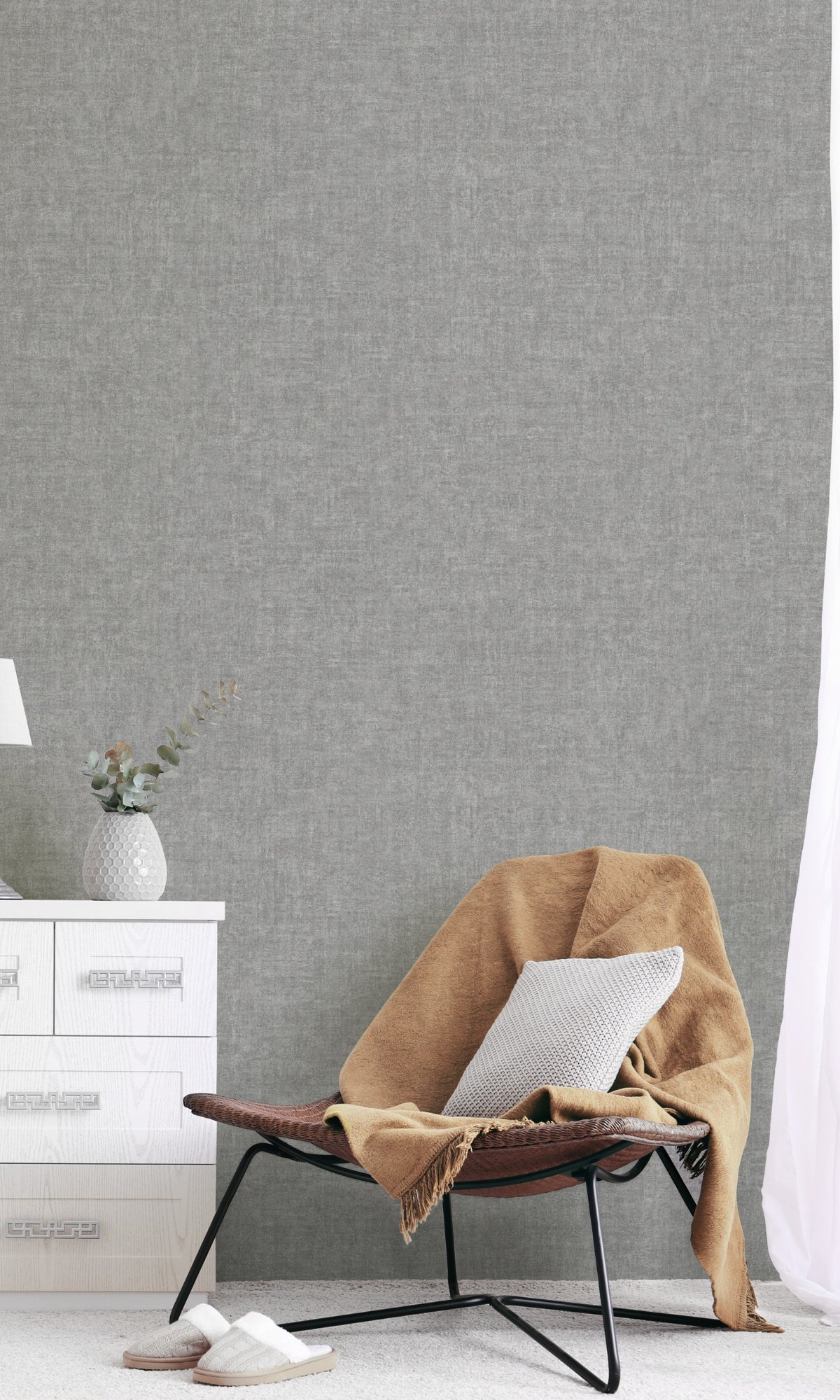 Cool Grey Plain Textured Wallpaper R8400