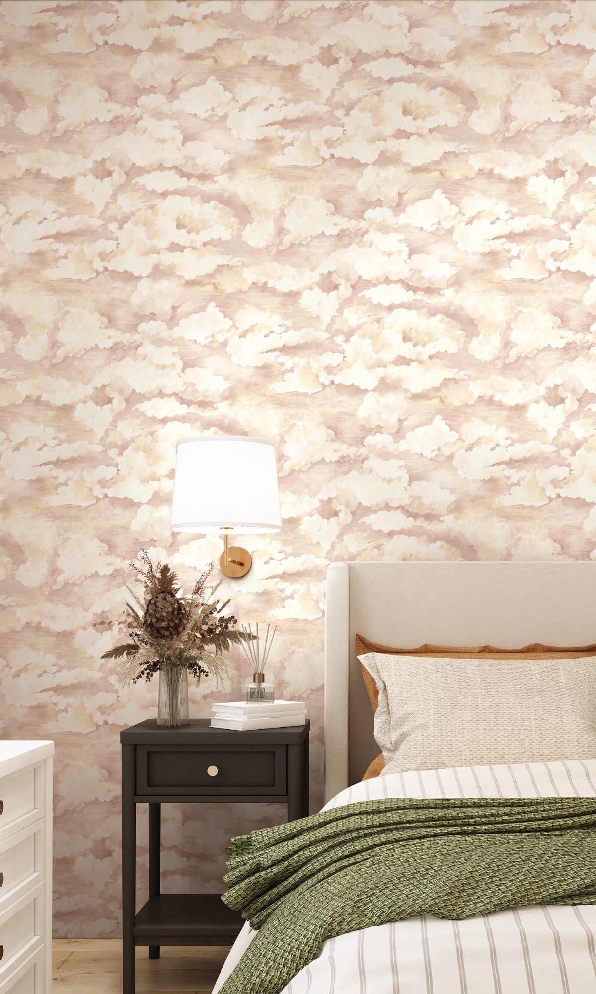 Coral Cloud Filled Sky Plain Textured Wallpaper R9003