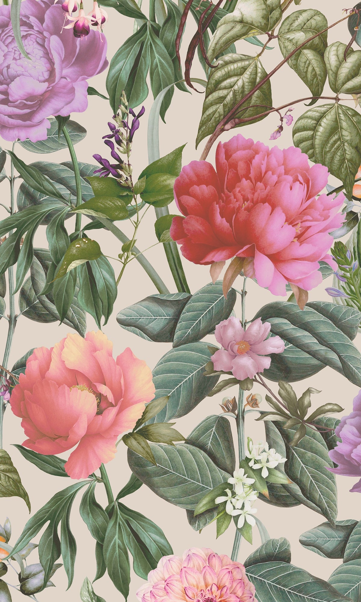 Cream Botanical Paradise Floral Wallpaper R9011