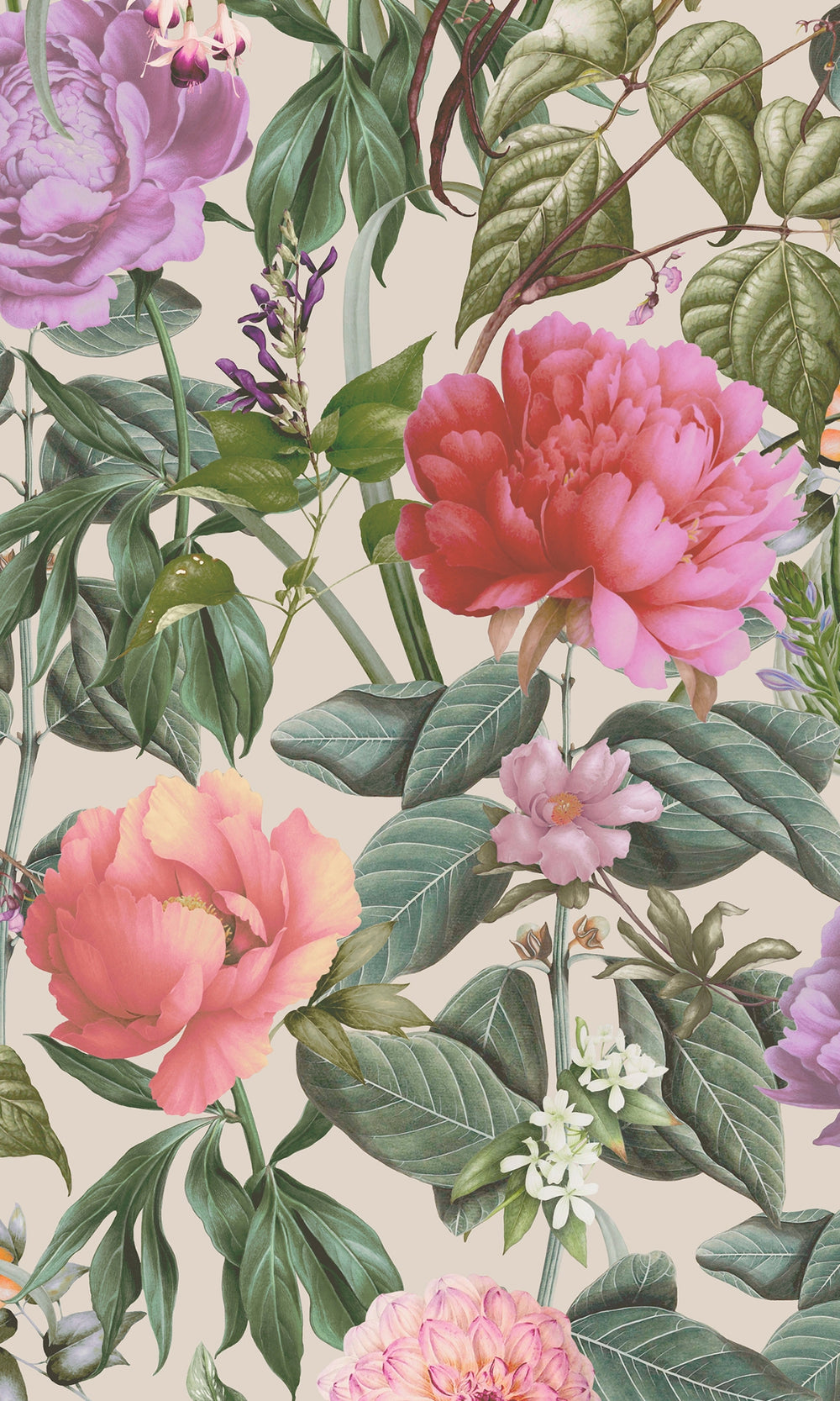 Cream Botanical Paradise Floral Wallpaper RM9011