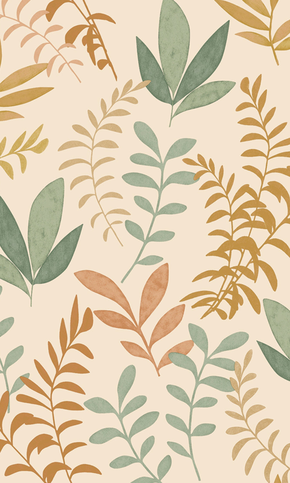 Cream Minimalist Leaves Modern Wallpaper R9193