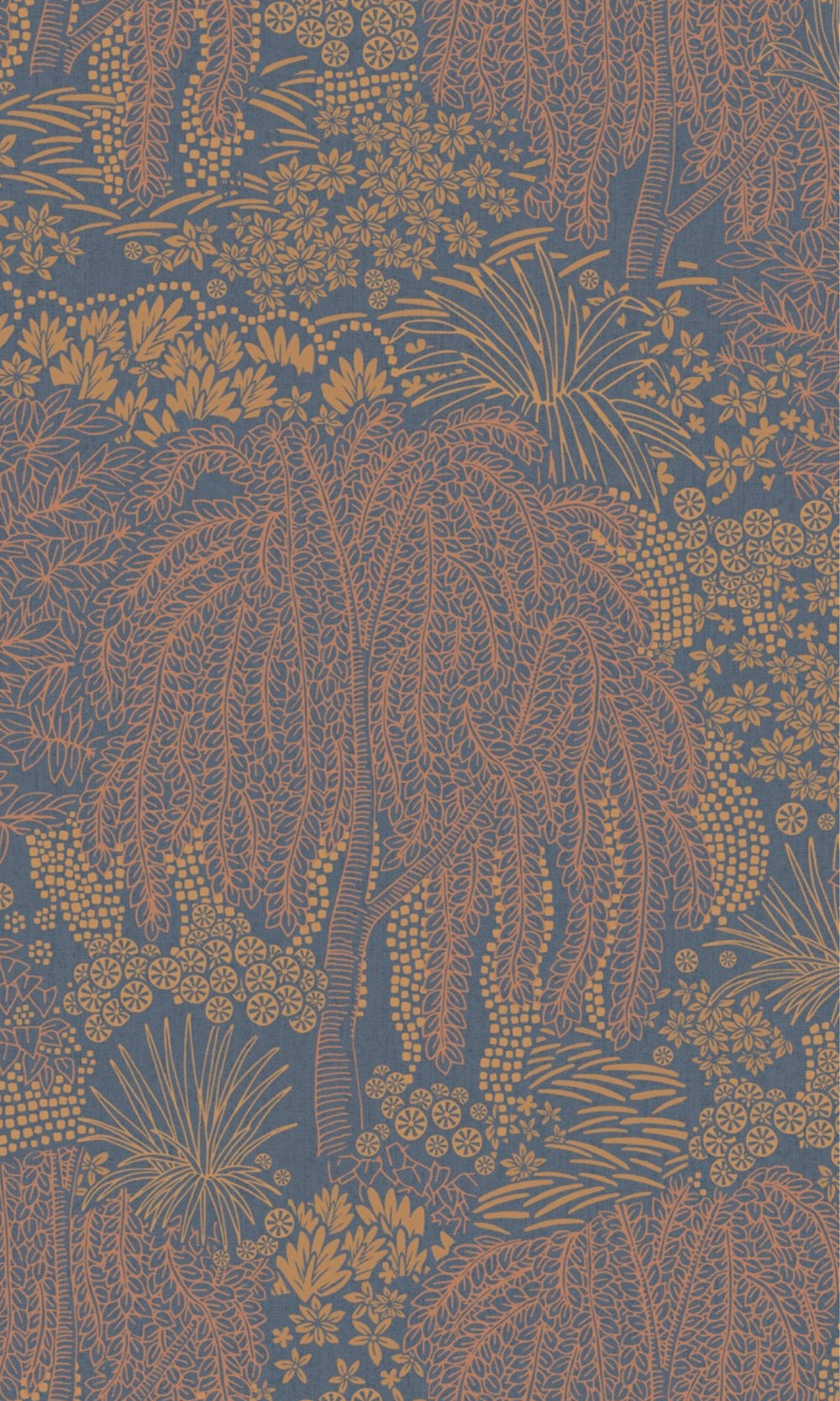 Dark Blue Metallic Garden Tropical Wallpaper R9049
