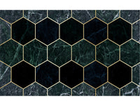 Dark Green Geometric Marble Mural Wallpaper M1251
