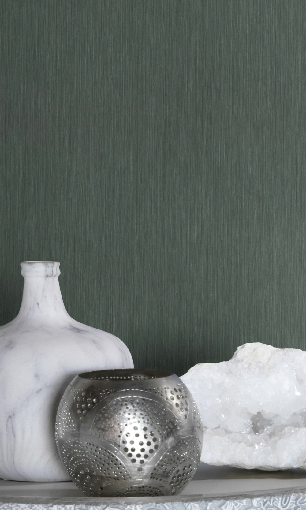 Dark Green Plain Textured Wallpaper R8659