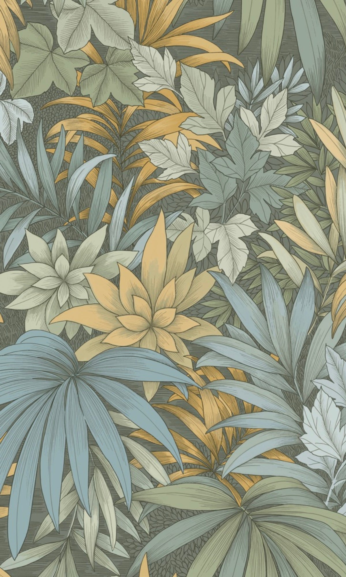 Dark Moss Jungle Leaves Botanical Wallpaper R9040
