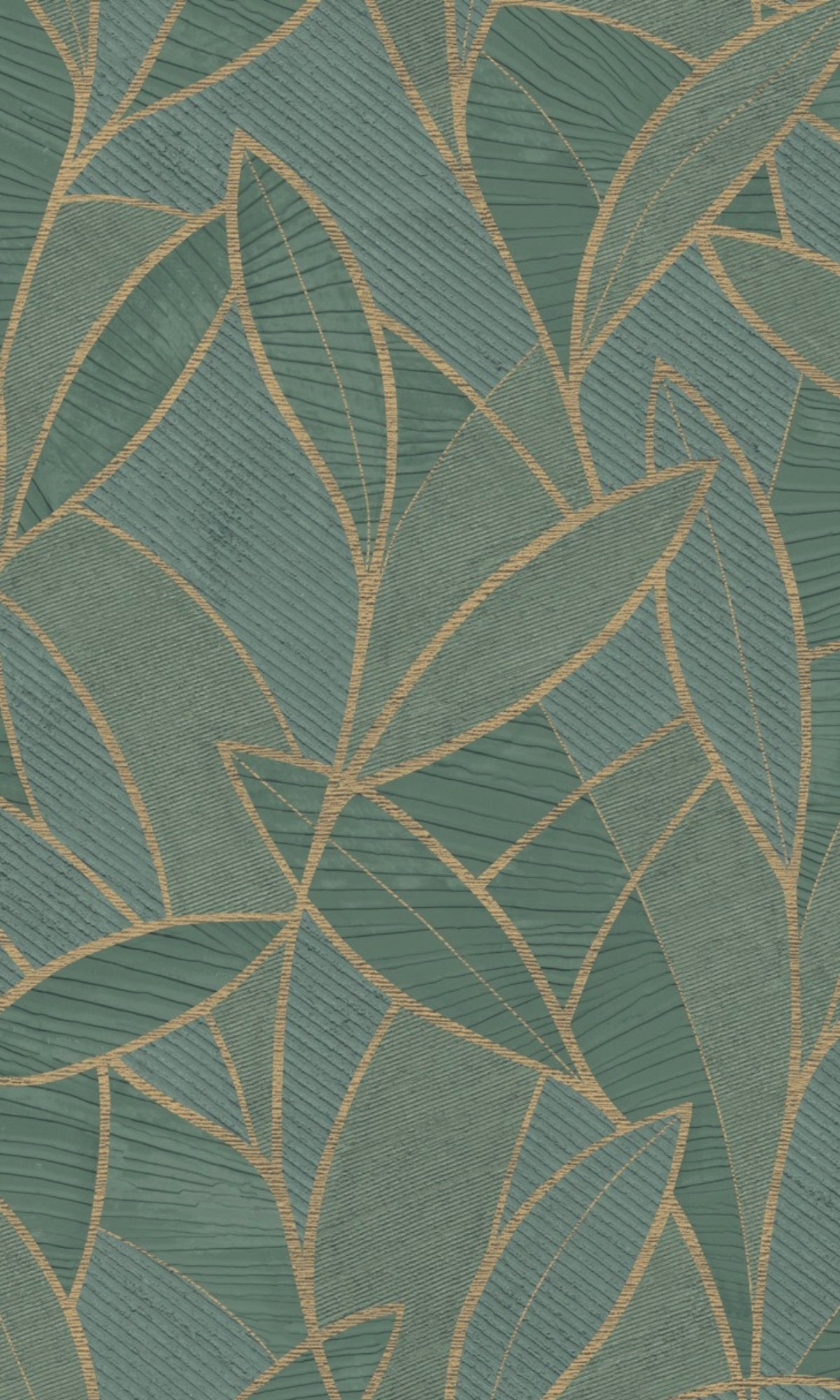 Dark Moss Leaf Motif With Outlines Tropical Wallpaper R9036