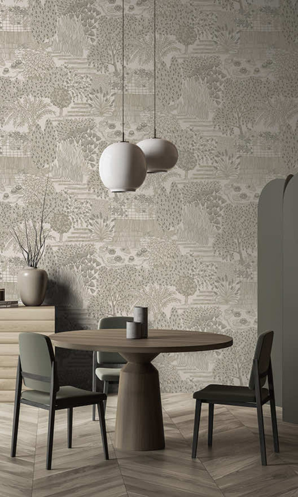 Dove Japanese Gardens Inspired Tropical Wallpaper R8429