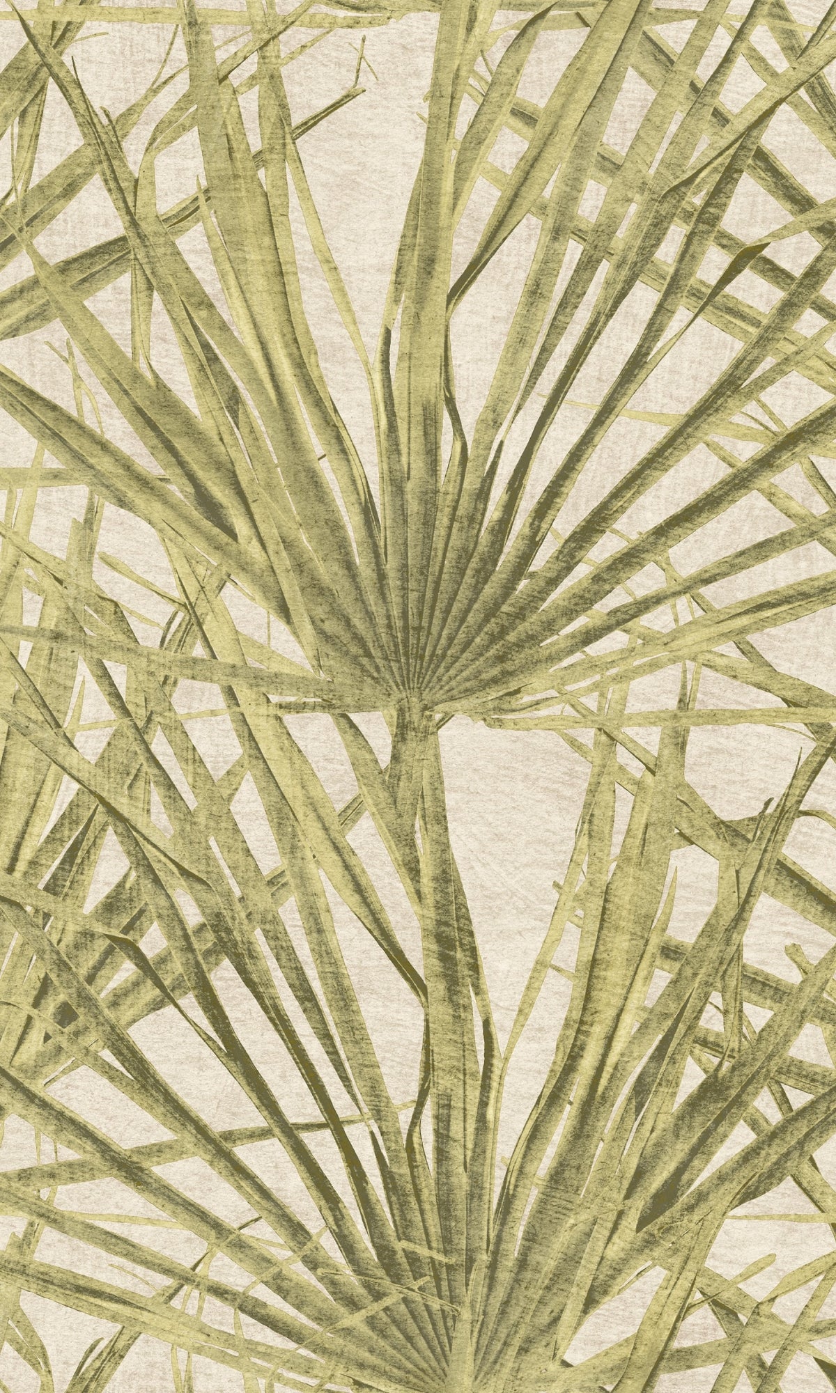 Dusty Yellow Palm Leaves Non-Woven Botanical Wallpaper R9141