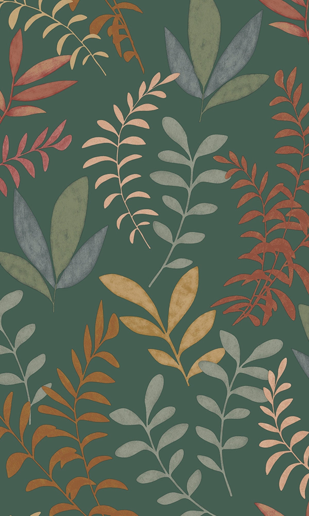 Forest Green Minimalist Leaves Modern Wallpaper R9192