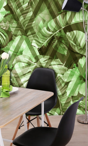 Geometric Floral Tropical Pattern Mural Wallpaper M1308