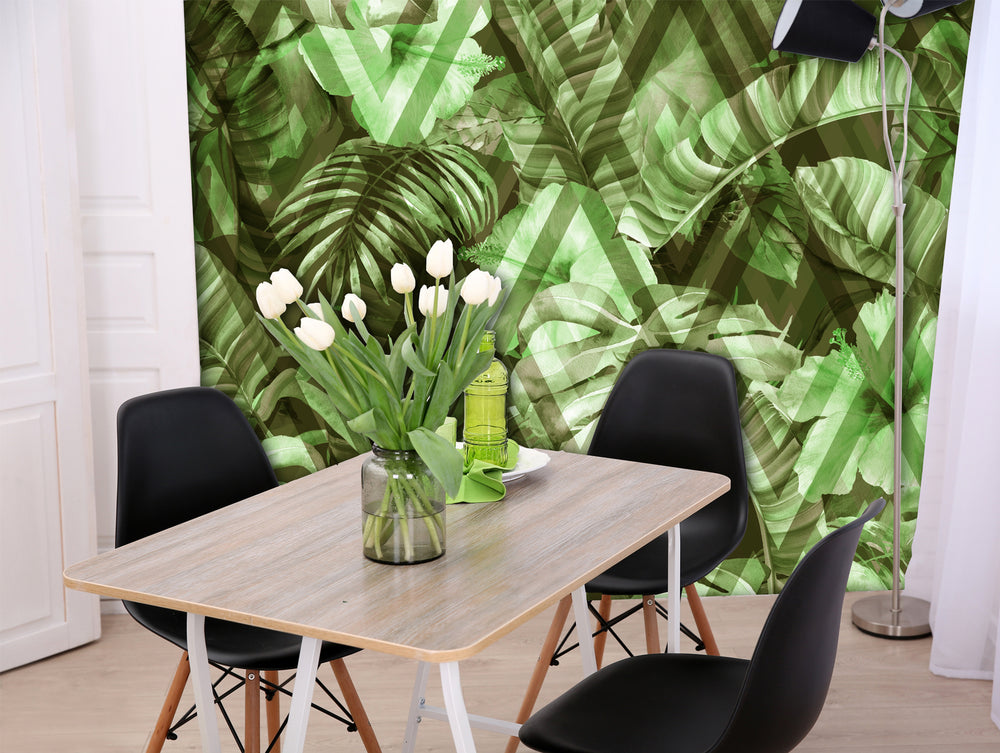 Geometric Floral Tropical Pattern Mural Wallpaper M1308