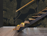 Gold Botanical Modern Mural Wallpaper M1375