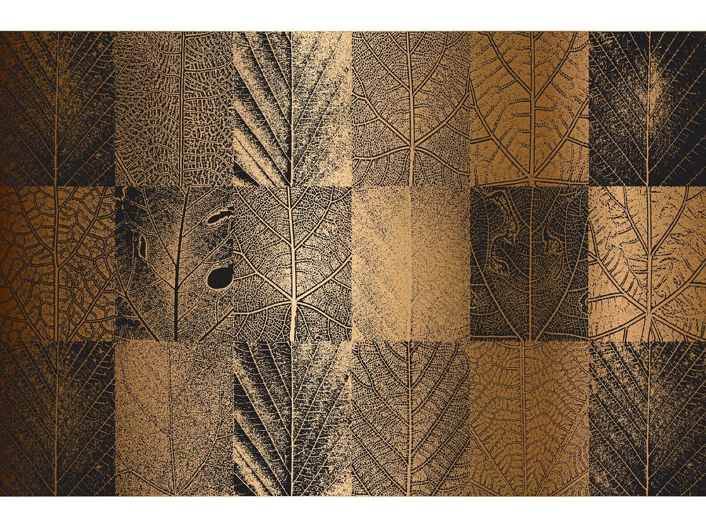 Gold Metal Tree Leaves Mural Wallpaper M1293