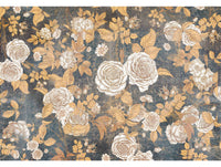 Gold & Blue English Roses Mural Wallpaper M1212
